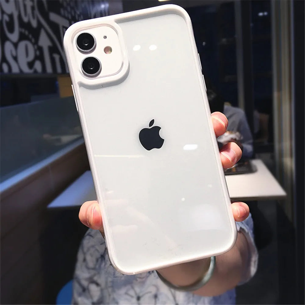 Candy Color Border Shockproof Phone Case for iPhone 12 13 14 15 11 Pro Max 12 13 Mini XR X XS Max 7 8 Plus SE20 Clear Back Cover