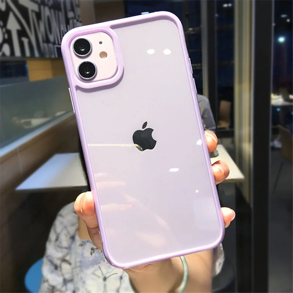 Candy Color Border Shockproof Phone Case for iPhone 12 13 14 15 11 Pro Max 12 13 Mini XR X XS Max 7 8 Plus SE20 Clear Back Cover