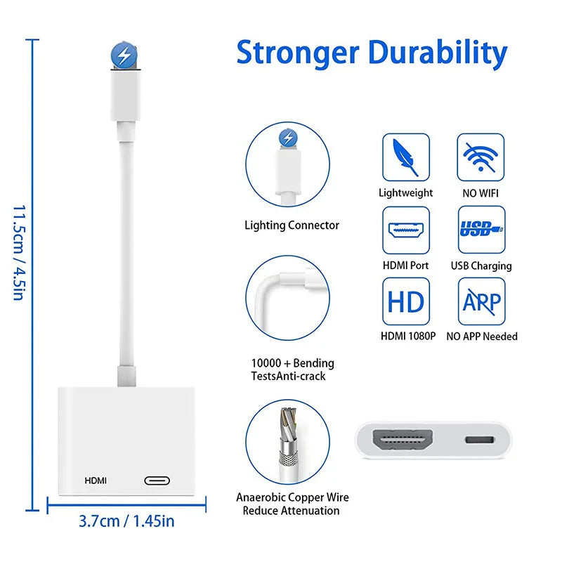 For Lightning To HDMI-compatible Cable 1080P for IPhone To TV Digital AV Adaptador Phone Accessories for IPhone IPad IOS