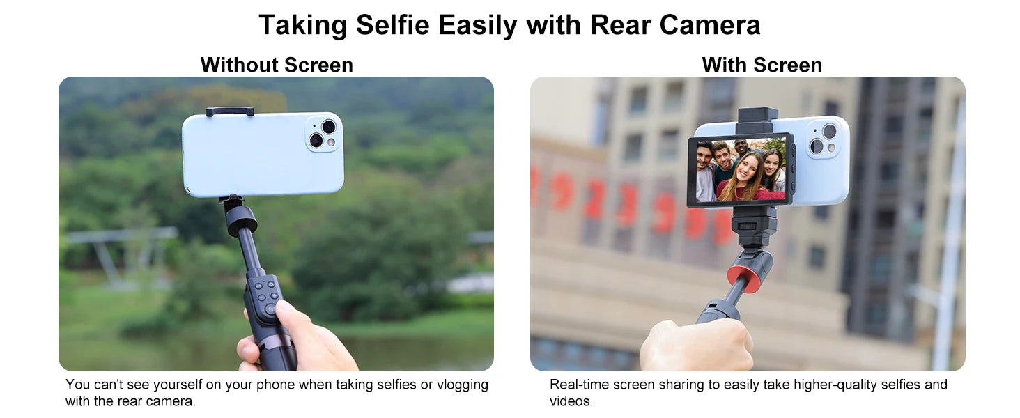 KingMa Monitor Screen using phone rear camera for Selfie Vlog or Live Stream TikTok Compatible with iPhone