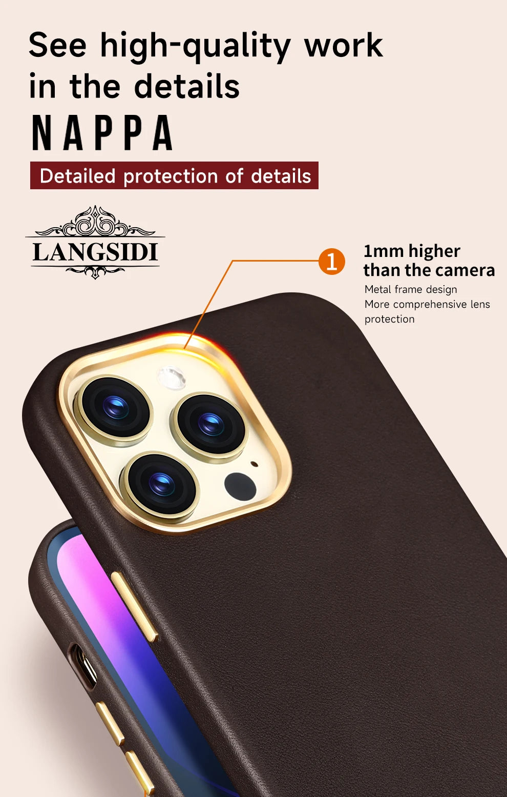 LANGSIDI Original genuine leather Magnetic Phone Case for iPhone 15 14 13 Pro Max 12pro 15pro Wireless Charging Magsafe case