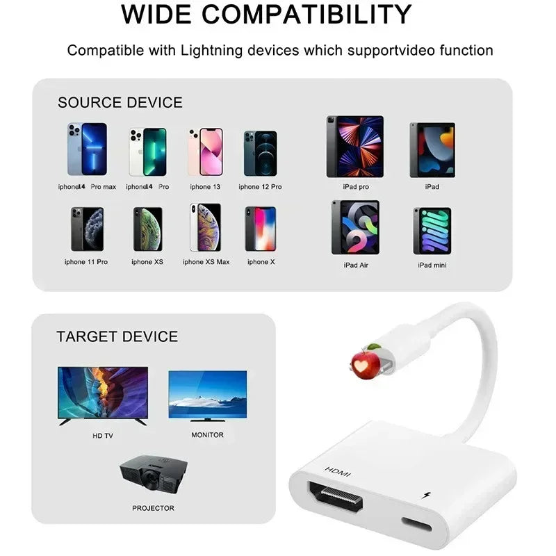 For Lightning To HDMI-compatible Cable 1080P for IPhone To TV Digital AV Adaptador Phone Accessories for IPhone IPad IOS