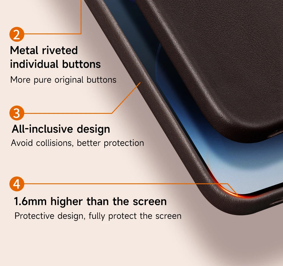 LANGSIDI Original genuine leather Magnetic Phone Case for iPhone 15 14 13 Pro Max 12pro 15pro Wireless Charging Magsafe case